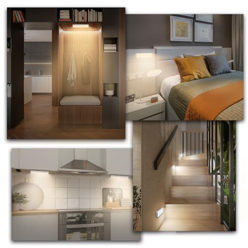 LED Closet Light, 5 Pcs 3 Color Temperatures Dimmer USB Rechargeable Motion Sensor Light Under Cabinet Lighting, Stick-Anywhere Night Safe Light Bar for Wardrobe,Kitchen - Thumbnail 6