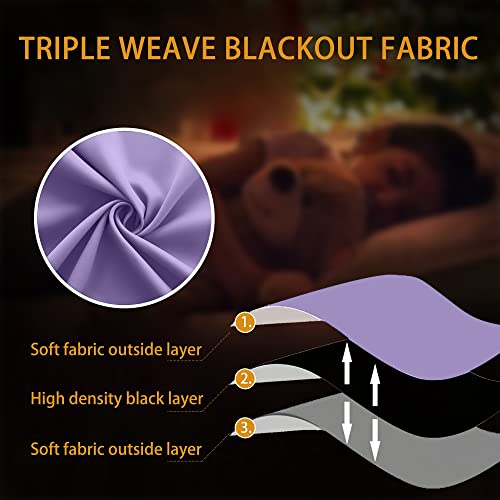 Image of KOUFALL Lilac Purple Curtains 84 Inch Length for Girls Bedroom,2 Panels Set Room Darkening Blackout Kids Curtains for Toddler Princess,Violet Lavender
