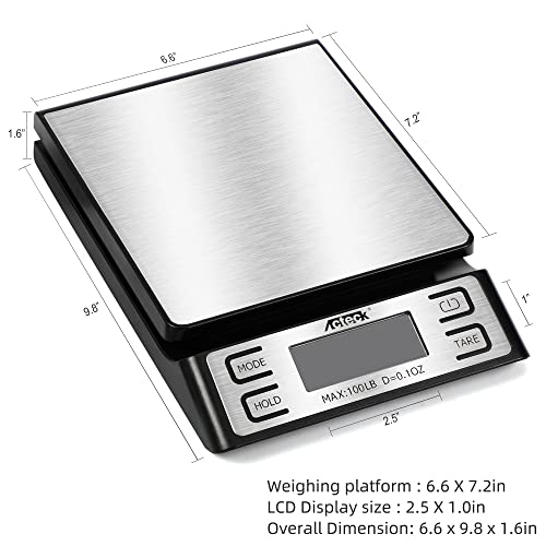 Image of Acteck A-808 High Accuracy 0.1OZ Digital Shipping Scale, Postal Scale and Mail Scale (100LB Stainless Steel)