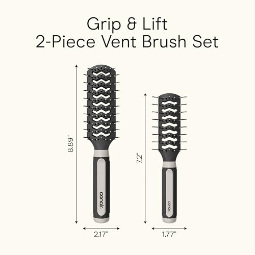 Conair Hair Brush Set, Grip & Lift Vent, Full-Size & Mid-Size, Black - image 9