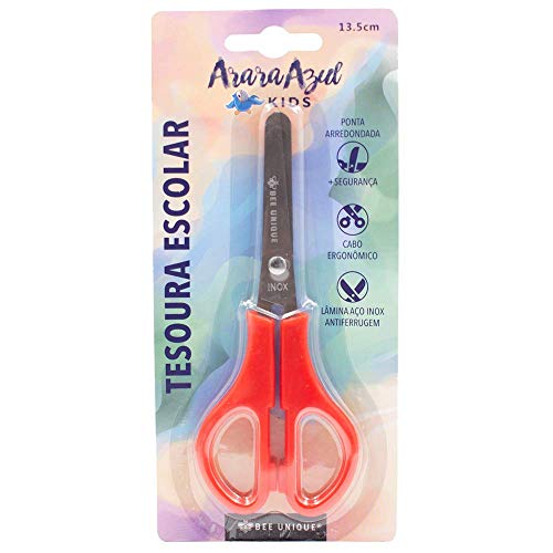 Tesoura Escolar Lâmina Inox Cores Sortidas 13.5 cm C/4 Cores, Bee Unique, DS-SO0003