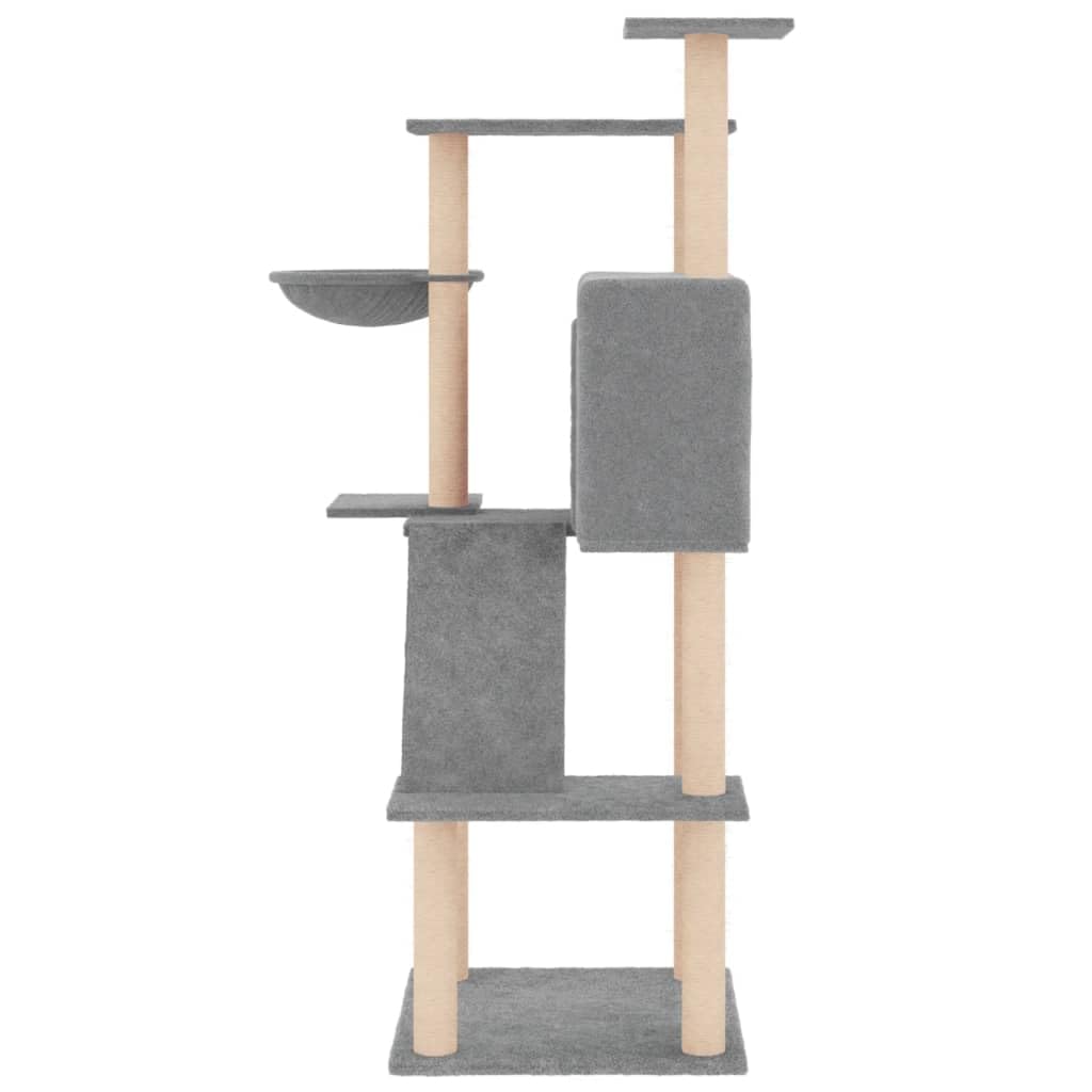 Homgoday Tiragraffi per gatti con tiragraffi in sisal, grigio chiaro, 143 cm, torre tiragraffi a torre, casa per arrampicata per gatti multilivello, centro attività per gatti, animali e articoli per