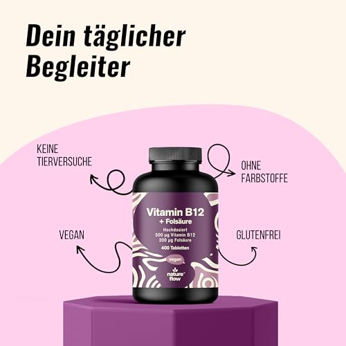 Folsäure 400µg - 400 Tabletten - hochdosiert für Kinderwunsch & Schwangerschaft - 100% vegan - Jahresvorrat - Verpackung kann variieren