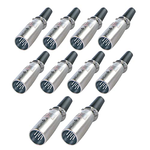 Image of MX 3 Pin XLR Microphone pin Pure Copper Nickel Plated Pins1 for High Conductivity microphone (6-pin Male XLR connector, Pack of 10, Male Connector)