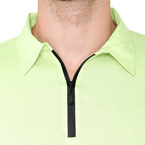 Image of Men's Cotton Blend Full Sleeve Zip Neck Polo T-Shirt (Pack of 1)