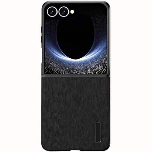 Coque antichoc Samsung Galaxy Z Flip 7 motif écorce vintage en cuir noir