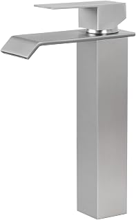 PHASAT Grifo Níquel cepillado para Baño Alto Grifo Monomando para Lavabo Mezclador Baño Ajustable Agua Caliente y Fría PTMP17L