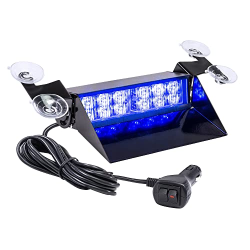 Solarblast Sbwl26 12W Blue Led Warning Strobe Dash Light [32 Flash Modes] [Adjustable Angle] [Suction Cups] Blue Flashing Emergency Dash Windshield Light For Volunteer Firefighter Truck Vehicles #TOP5