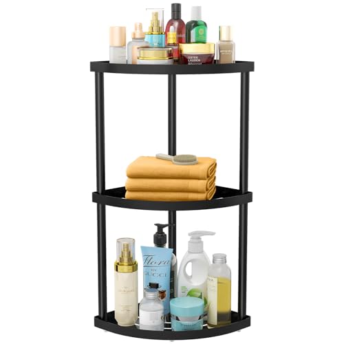 Taaji Estante de Ducha de pie, Estante de Ducha de Metal, Organizador de champú, Soportes de Ducha de 3 Niveles para Ducha Interior, baño, Esquina de bañera, Color Negro