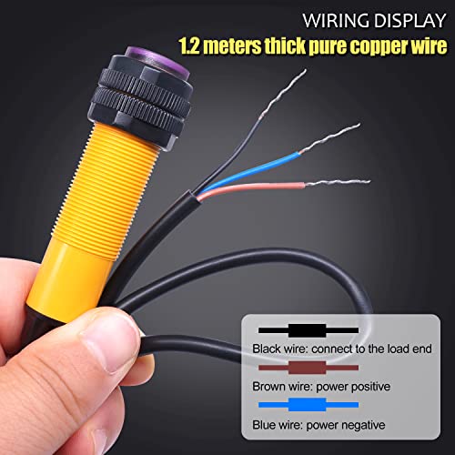 Taiss E3F-DS30P1 Photoelectric Sensor 30Cm Adjustable M18 Diffuse Reflection Photoelectric Switch Sensor Optical Three Lines Pnp No(Normally Open)Proximity Switch 6-36Vdc E3F-Ds30P1 thumb #4