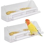 Pawfly 2 Pack Bird Feeder for Cage Hanging Plastic Feeder with Hooks Water Dispenser with Perches Bird Water Feeder for Cage Parrot Food Bowl for Parakeet Cockatiel Canary