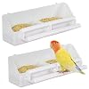 Pawfly 2 Pack Bird Feeder for Cage Hanging Plastic Feeder with Hooks Water Dispenser with Perches for Small Parakeet Cockatiel Canary Parrot