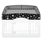 Dog Playpen Mesh Top Lid Fits for 36 Inch 4 Panels Regular Square Plastic Exercise Pet Pen, Breathable Pet Playpen Shade Cover for Dog Crate Pad , Cover Only, Fence Not Included(Black)