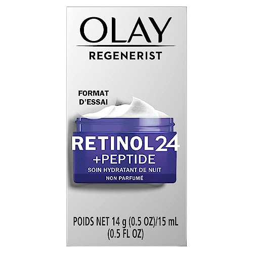Olay New Regenerist Retinol 24 + Peptide Night Face Moisturizer, Fragrance-Free, Trial Size 0.5 Oz #TOP3