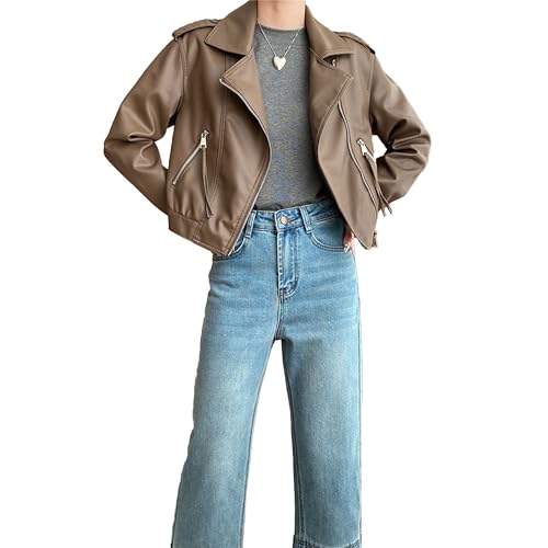 Manteau court femme similicuir tendance veste motard blazer ajusté M