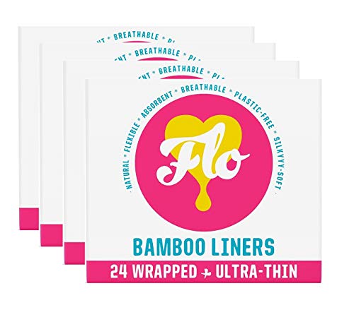 Flo Organic Bamboo Panty Liners, Wrapped Ultra-Thin, 4 Pack (4 x 24)