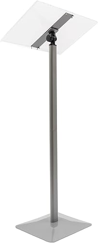 Miniatura 7 de LOYALHEARTDY Soporte de podio acrílico, podio de hablar de pie en el suelo, ángulo de 30-90, ajustable, para conferencia, podio, cuerpo y base de