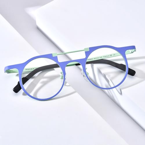 Image of FONEX Colorful Pure Titanium Glasses Frame Women Retro Round Eyeglasses F85782