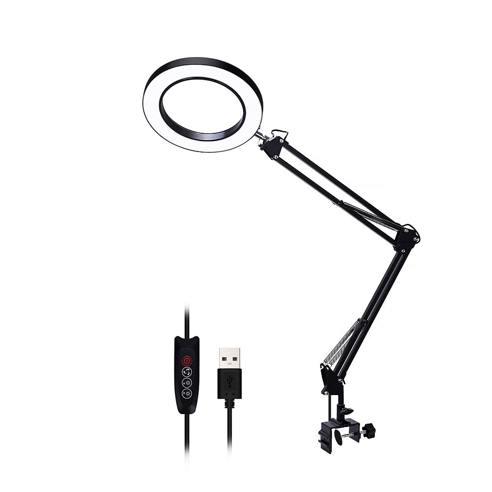 Powiększające 5X elastyczne biurko duże USB LED szkło powiększające 3 kolory podświetlana lampa lupa lupa czytanie/przeróbka/lutowanie lampa biurkowa Made in China