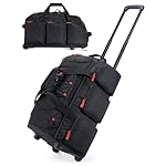BAGSMART Rolling Duffle Bag with Wheels, 36L Travel Bag with Water-proof Pockets, Airline-Approved Carry On Duffel Bag with Handle, Black