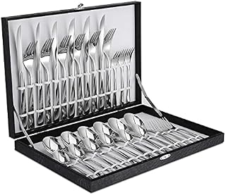 Velaze 30 Piece Silverware Flatware Cutlery Set, 18/10 Stainless Steel Utensils Service for 6 Person Include Dinner Spoon, Dinner Fork, Dinner Knife, Dessert Fork and Tea Spoon, Mirror Polished Design