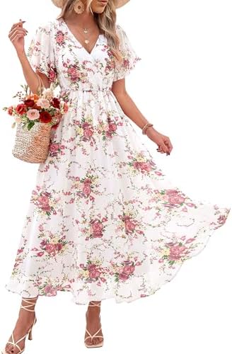 Bebonnie Womens Summer Wrap V Neck Short Sleeve Flowy Layers Chif...