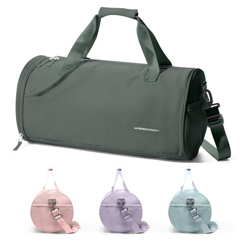 Image of Gym Bag for Women & Men with Wet & Shoe Compartment, Small Duffle Bag for Travel, Sport, Gym, Workout, Overnight, Weekender, Carry-on - Dark Green