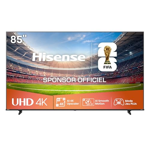 Hisense Smart TV 85 Pouces 85A6Q 4K UHD, Dolby Vision, HDR, VIDAA avec Youtube, Netflix, Disney+, Canal + (modèle 2025)