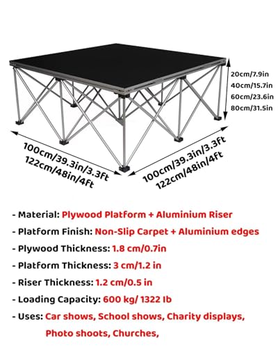 Plateforme de scène modulaire 4'x4' pliable et réglable pour spectacles