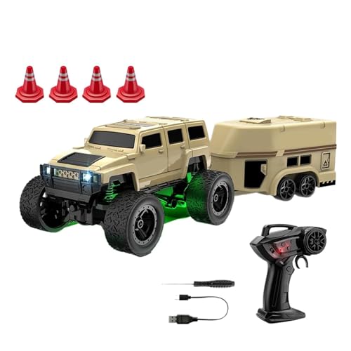 Mini RC Crawler, con luz recargable de 2.4 GHz, escala 1:64 4WD RC Drift Car con de remolque, para niños, carreras, deriva, escritorio, interior, exterior, de cumpleaños