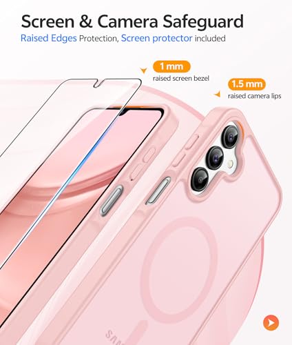 Image of FNTCASE for Galaxy A15 5G Phone Case: [Compatible with Magsafe] [Screen Protector] Matte Translucent Military-Grade Protection for Samsung A15 Cover - Light Pink