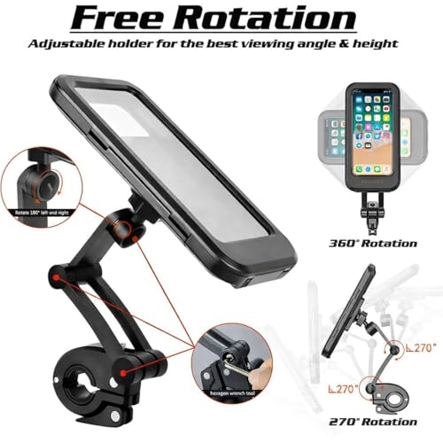 Image of Waterproof Mobile Phone Holder for Bike & Motorcycle | 360 Rotating Adjustable Handlebar Mount | Shockproof & Secure Bike Mobile Stand | Universal Fit for All Smartphones