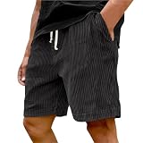 Kurze Hose Herren Sommer Corduroy Shorts Outdoor Sportshorts Kurz Jogginghose Casual Baggy Cord Shorts mit Kordelzug und Taschen Männer Freizeit Kurz Cordhose Bequem Locker Laufshorts Arbeirtshorts