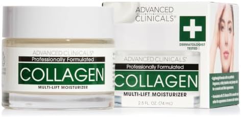 Advanced Clinicals Collagen Cream Gel-Like Facial Lotion | Collagen Peptide + Hyaluronic Acid Moisturizer For Face Helps Hydrate Dry Skin & Improve Appearance Of Wrinkles & Fine Lines, 2.5 Fl Oz