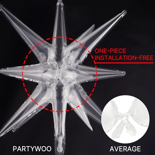 Image of PartyWoo Clear Star Balloons 110pcs Different Sizes 18 12 10 5 Inch Pack 22 Inch Transparent Spike Star Explosion Foil Mylar Balloon Arch Kit for Birthday Wedding Party Decorations Clear-Y2