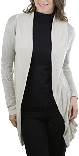 Image of ToBeInStyle Womens Open Front Long Sleeve Lightweight Asymmetrical Draped Cardigan with Side Pockets