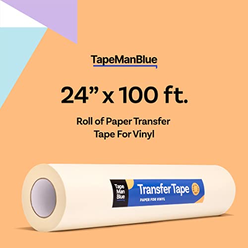 Transfer Tape For Vinyl, 24 Inch X 100 Feet, Paper With Layflat Adhesive. American-Made Application Tape For Craft Cutters And Sign Makers #TOP1