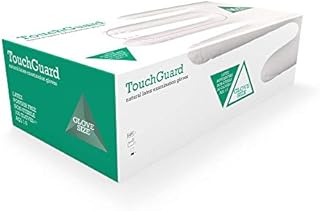 TouchGuard Natural Latex Disposable Gloves, Powder-Free, Box of 100, Medium