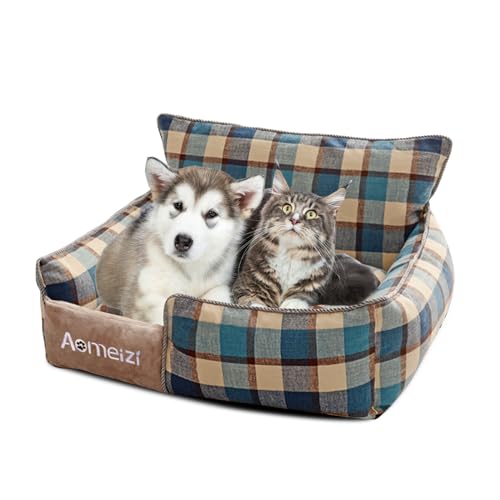 PETCUTE Cama Perro Grandes,Cama para Perros con Funda Desenfundable y Lavable,Sofá Cama para Mascotas con Parte Inferior Antideslizante,Cama Rectangular para Perros Pequeños y Medianos,Azul,S