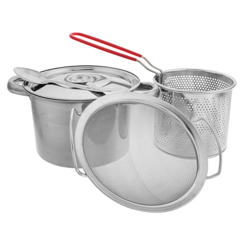 Unomor Mini Stainless Steel Deep Fryer Pot Double Handle Fry Basket Filter Net Heat Retaining Lid for Efficient Cooking