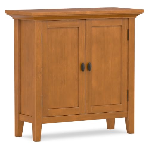 SIMPLIHOME Redmond 32" Solid Wood Cabinet in Light Golden Brown