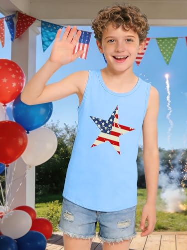 Image of CAZYCHILD Girls American Flag Tank Tops Boys 4th of July Shirts USA Summer Sleeveless Tee Independence Day Outfit 5-14y