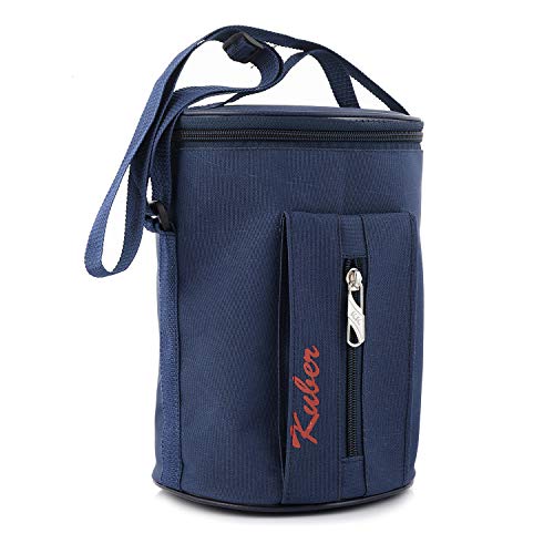 Image of Kuber Industries Canvas Waterproof Lunch Carry Bag, Suitable for 3 Compartment (Blue) -CTKTC039121