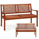 Casaria® Gartenbank Wetterfest Holz FSC®-Zertifiziert 320kg Belastbar 2-Sitzer Armlehne Rückenlehne 120x60cm Garten Balkon Holzbank Eukalyptus...