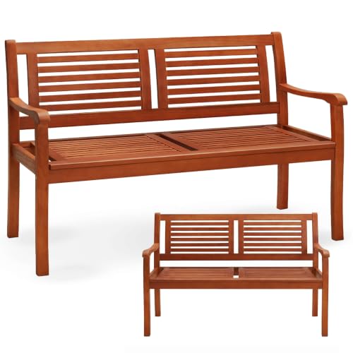 Casaria® Gartenbank Wetterfest Holz FSC®-Zertifiziert 320kg Belastbar 2-Sitzer Armlehne Rückenlehne 120x60cm Garten Balkon Holzbank Eukalyptus Braun
