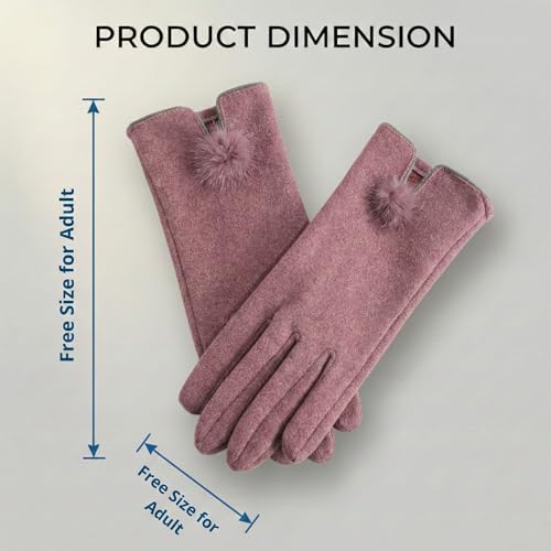 Image of Kraptick Women's Winter Woollen Gloves-Premium Thermal Fleece Lined Touchscreen Hand Warmer Gloves for Cold Weather, Cycling & Driving Soft Fur Cable Knit Elastic Mittens