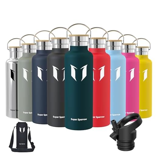 Super Sparrow Doppia Parete in Acciaio Inox Coibentato Bottiglia di Acqua -750ml - Isolante Della Borraccia - Perfetto Thermos - Privo di BPA, BPS, Ftalati