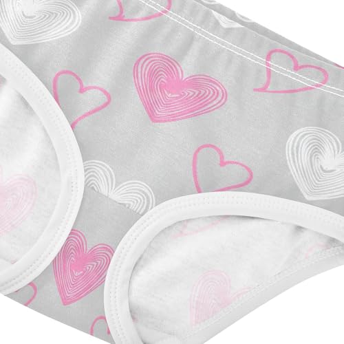 White Pink Hearts Gray Panties for Girl Toddler Underwear Custom Cotton Fun Kids Briefs Undies 2t4