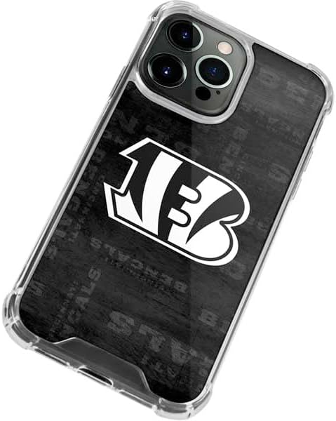 Skinit Clear Phone Case Compatible with iPhone 13 Pro Max - Officially Licensed NFL Cincinnati Bengals Black & White Design