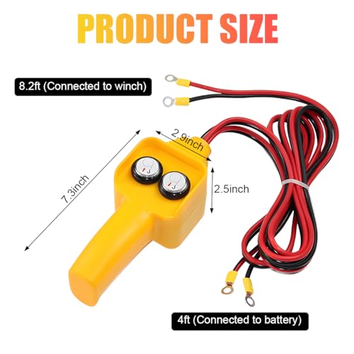 Gasedin Winch Controller, Push Button Winch Remote Assembly Replacement for Pulling 1500lbs to 5000lbs, 12V Electric Winch Wired Capstan Handheld Remote Controller, Car Accessories